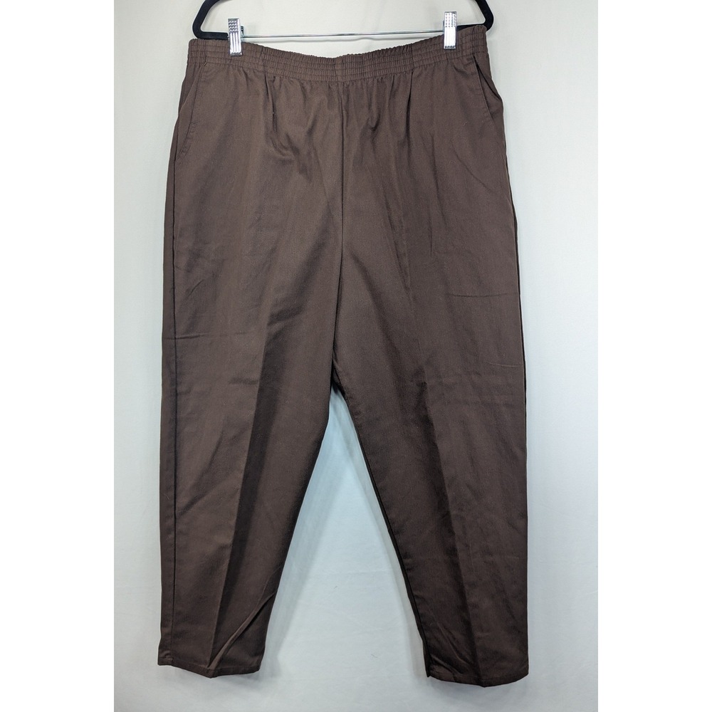Bobbie Brooks Woman Brown Elastic Waist Tapered Pants Plus Size 20W P9042BB